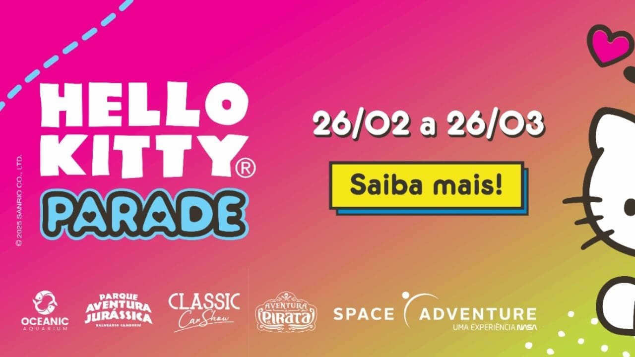 Hello Kitty,Hello Kitty Parade,Balneário Camboriú,Sanrio,exposição,estátuas,arte,cultura pop,Oceanic Aquarium,Parque Aventura Jurássica,Space Adventure,Classic Car Show,Aventura Pirata,Tufão,Cintia Abravanel