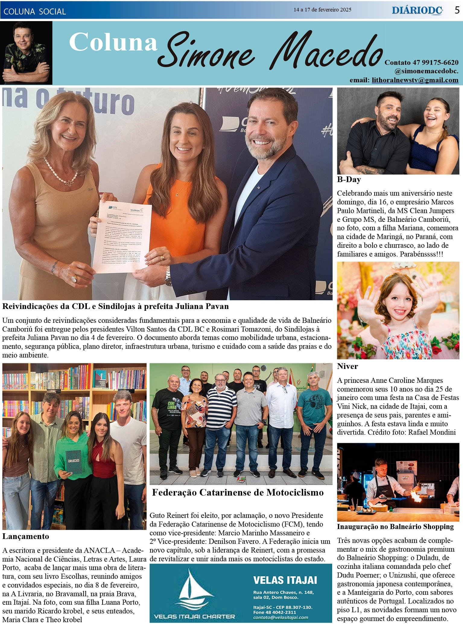 Coluna Social Simone Macedo - Jornal Diário DC - 14 fevereiro 2025