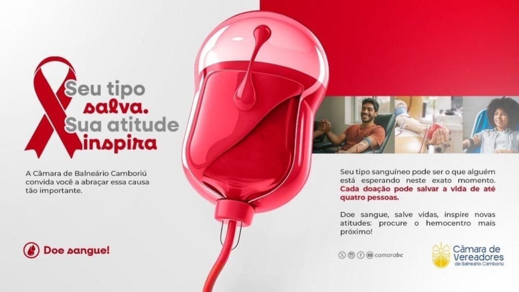 campanha Junho Vermelho,doação de sangue BC,Câmara Municipal Balneário Camboriú,Hemosc Blumenau,spots áudio doação,transporte servidores doação,esclarecimento mitos doação,conscientização saúde pública,agendamento doação sangue,Rádio Câmara BC,Hematologia Santa Catarina,incentivo doação,solidariedade BC,unidade Hemosc Blumenau,saúde comunitária