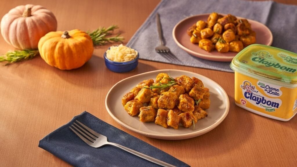 nhoque de abóbora,receita com Claybom,molho de alecrim