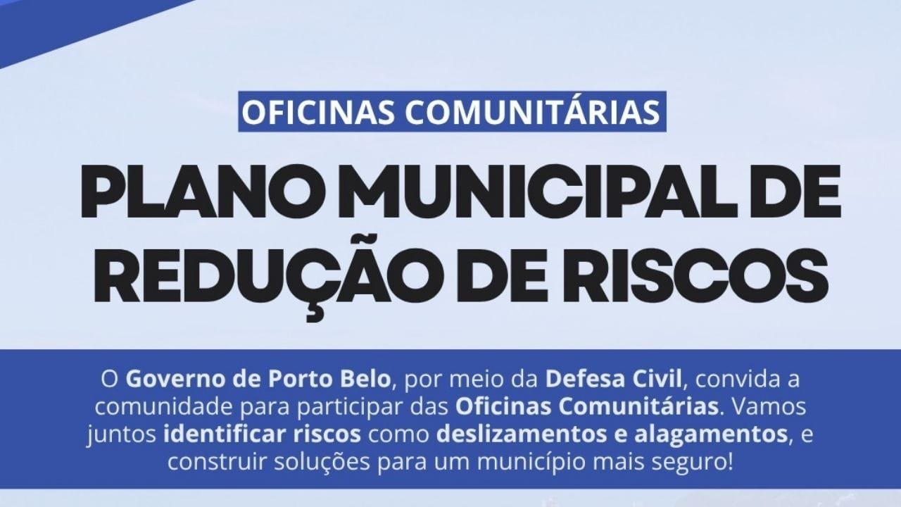 Porto Belo oficinas riscos,plano redução riscos,Defesa Civil SC