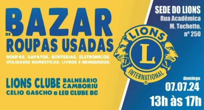 bazar beneficente Camboriú,Lions Clube Camboriú,Projeto Alimentar,doação óculos,ação social Balneário Camboriú
