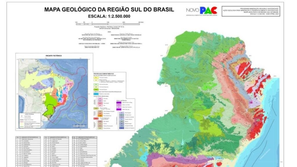 Mapa Geológico Sul,SGB,recursos minerais,Aquífero Guarani,Província Mantiqueira