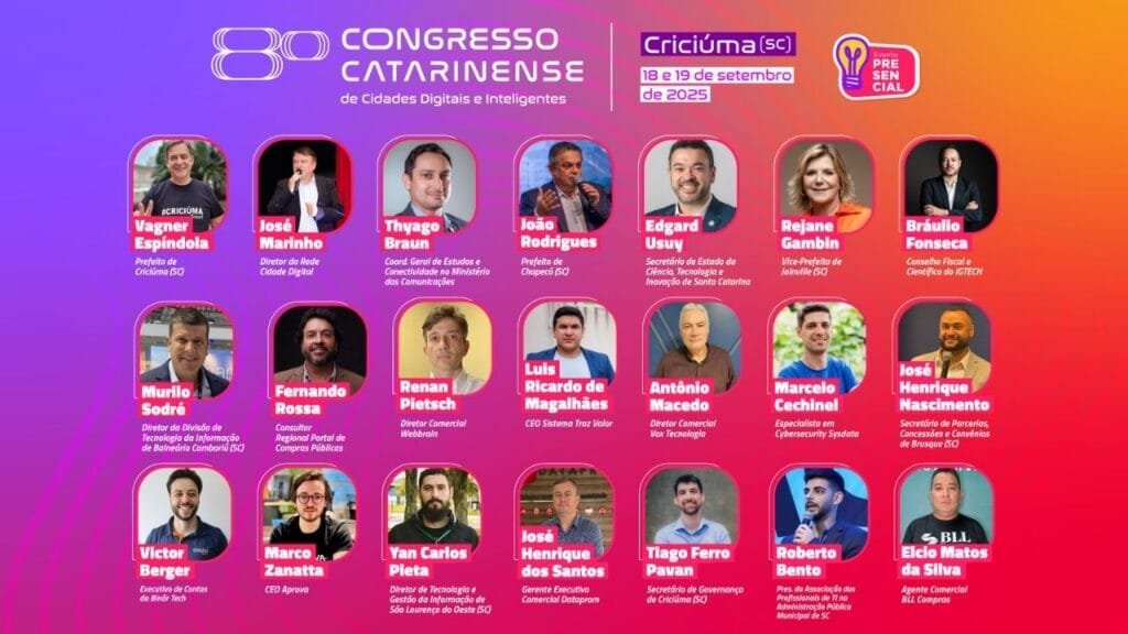 Congresso Cidades Inteligentes SC,transformação digital municípios,tecnologia para prefeituras,inovação gestão pública,evento Criciúma