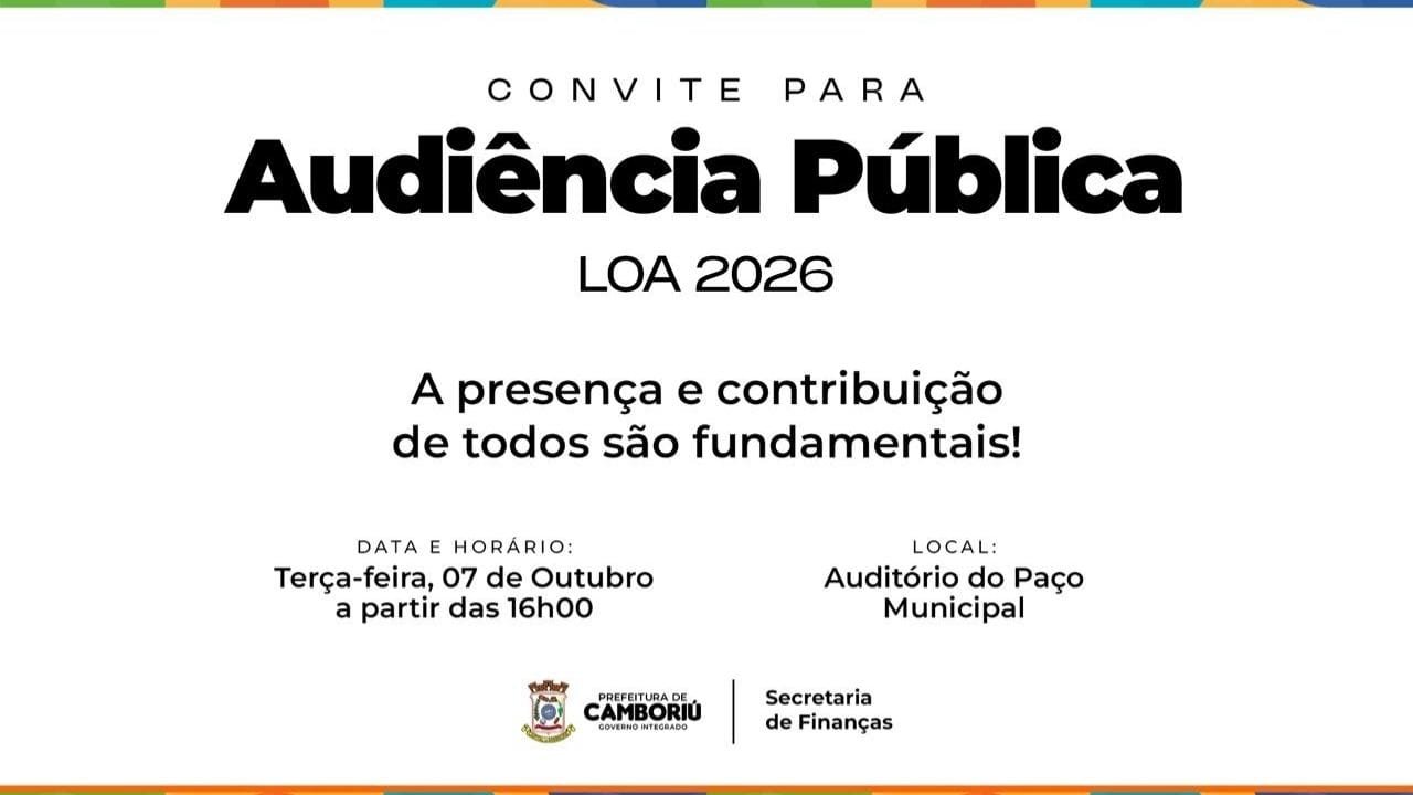 LOA 2026 Camboriú,audiência pública,Prefeitura de Camboriú