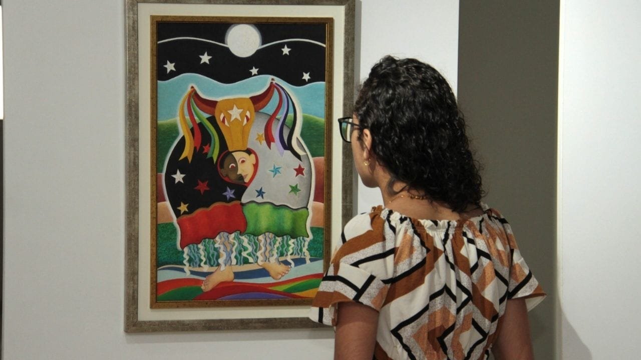 Boi de Mamão,cultura açoriana,exposição em Navegantes,Marcelo Calazans,arte catarinense,tradição folclórica,Galeria Élson Renato dos Santos.