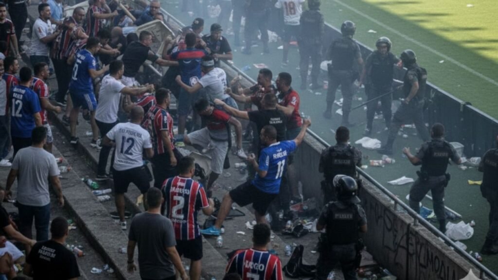 leis contra racismo no esporte,Cartão Vermelho para o Racismo,racismo em jogos de futebol,violência em eventos esportivos,brigas em estádios,legislação esportiva Santa Catarina,punição para torcedores violentos,multas por brigas generalizadas,segurança em arenas esportivas,Ministério Público de Santa Catarina esporte,Federação Catarinense de Futebol racismo,combate ao racismo no futebol,leis esportivas SC,eventos esportivos Santa Catarina,cidadania no esporte